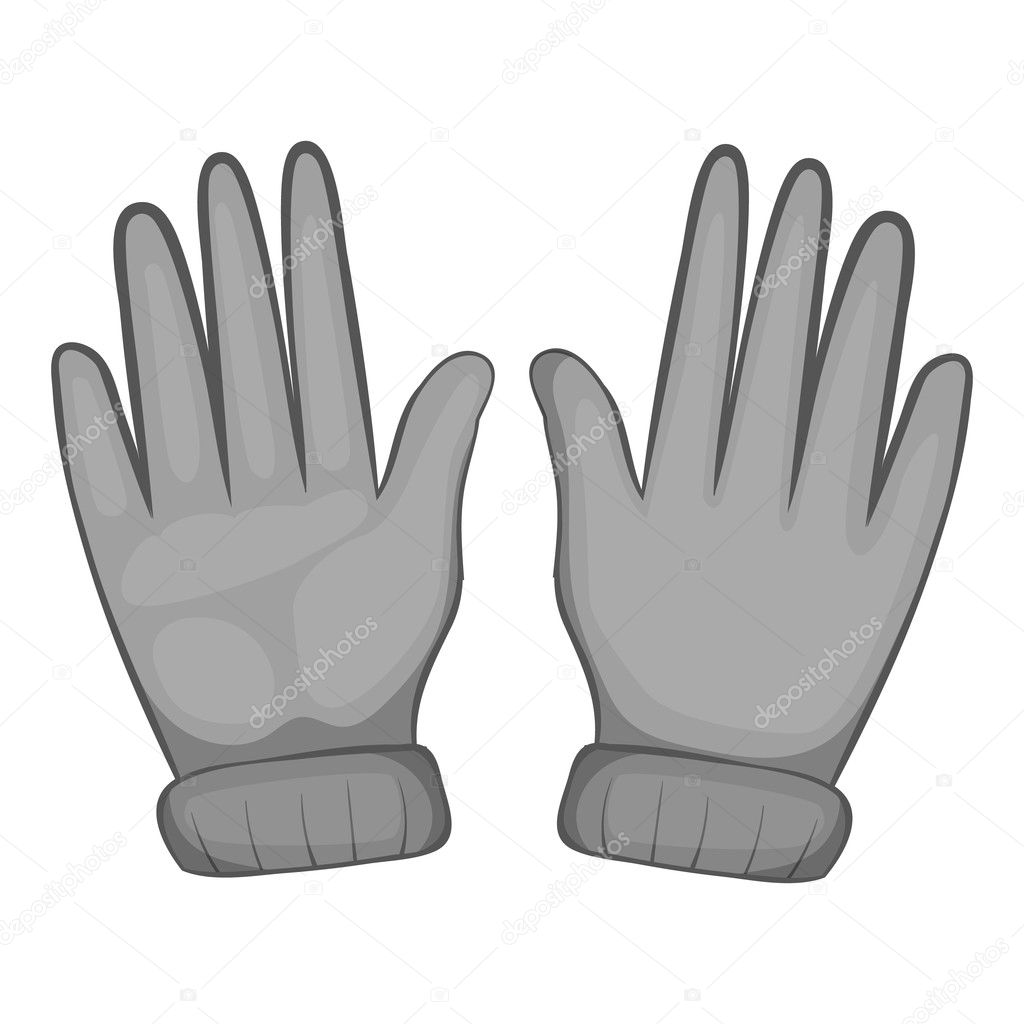Winter gloves icon, black monochrome style