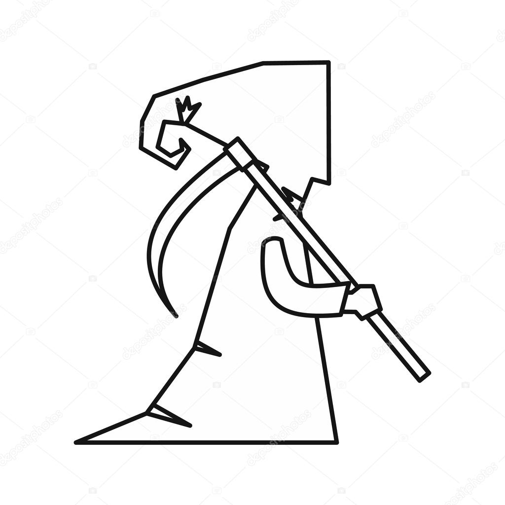 Death with scythe icon, outline style
