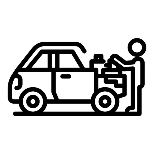 車の整備士のアイコン、アウトラインスタイル — ストックベクタ