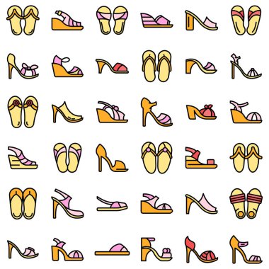 Sandalet simgeleri vektörü düzleştirin