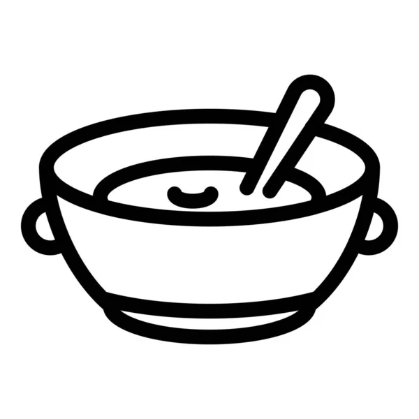 Lunch soup icon, outline style — Stock Vector