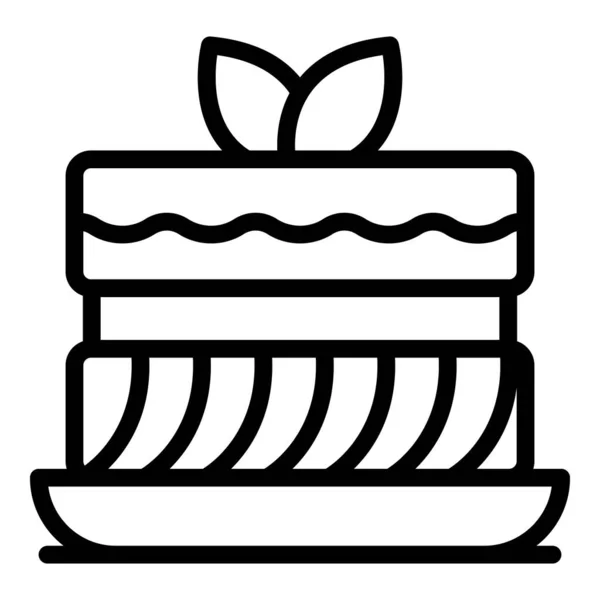 Піктограма торта, стиль контуру — стоковий вектор