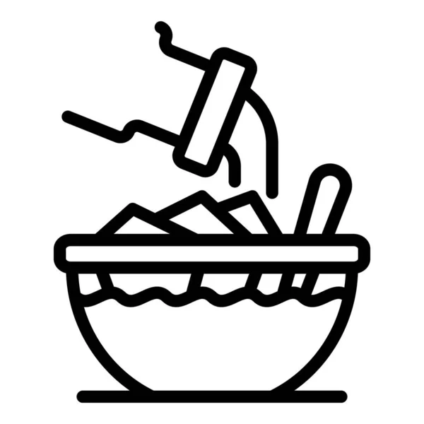 Εικονίδιο μπολ γεύμα, περίγραμμα στυλ — Διανυσματικό Αρχείο