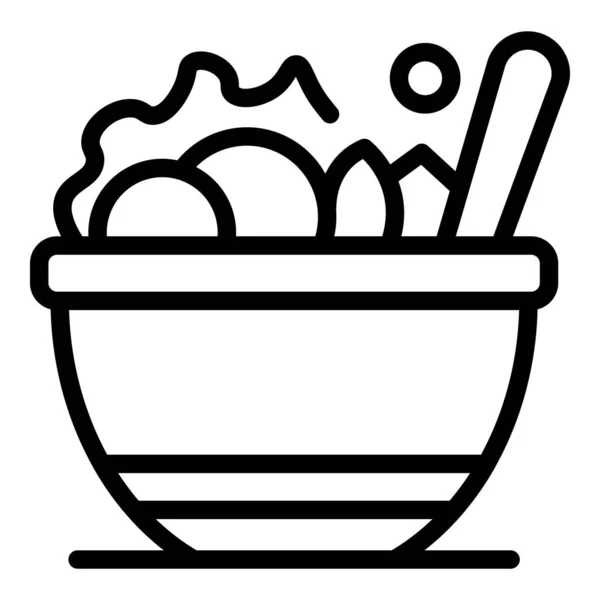 Tigela de ícone de comida, estilo esboço — Vetor de Stock