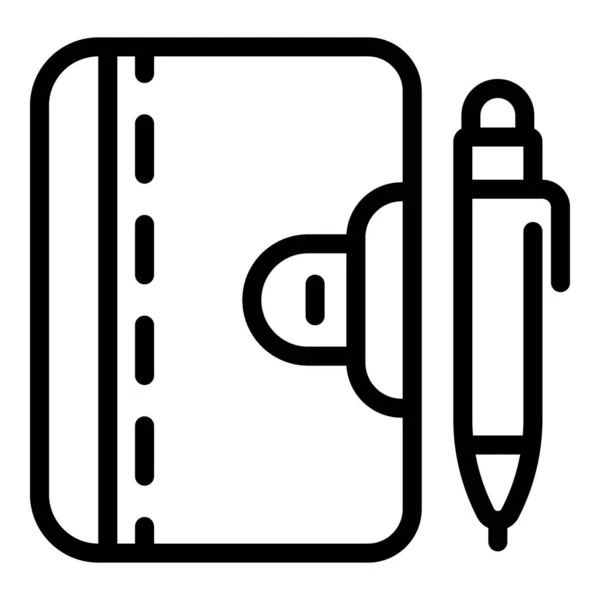 Icône d'écriture de carnet personnel, style contour — Image vectorielle
