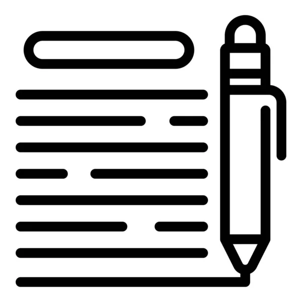 Icono de escritura de estudiante, estilo de esquema — Vector de stock