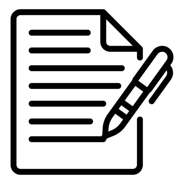 Icona di scrittura del documento, stile di contorno — Vettoriale Stock