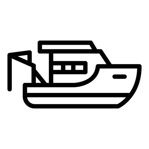 Ikone des Fischerbootkrans, Umriss Stil — Stockvektor