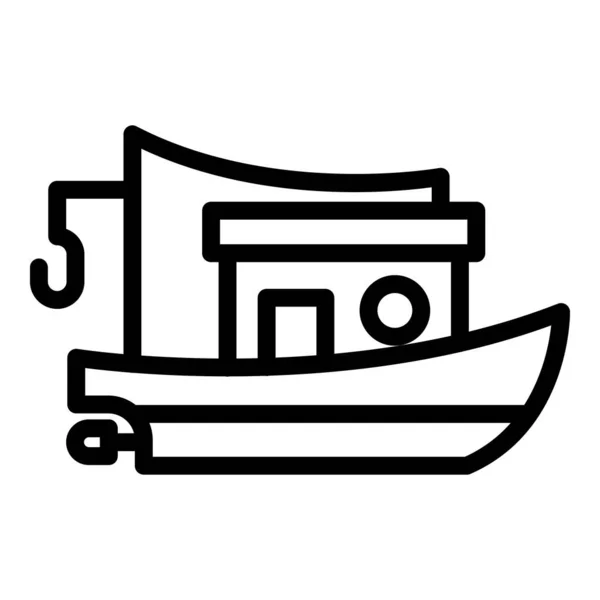 Business fishing boat icon, outline style — Stock Vector