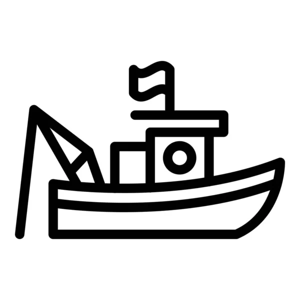 Ícone de barco de pesca bandeira, estilo esboço — Vetor de Stock