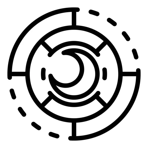 Luna en círculo en el icono del círculo, estilo de contorno — Vector de stock