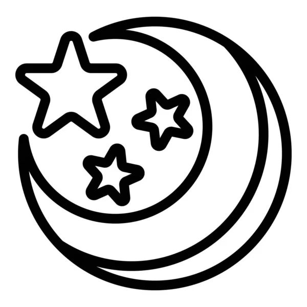 Space moon stars icon, outline style — Stock Vector