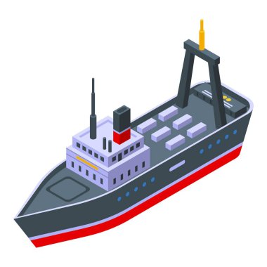 Balıkçı teknesi simgesi yakala, izometrik stil