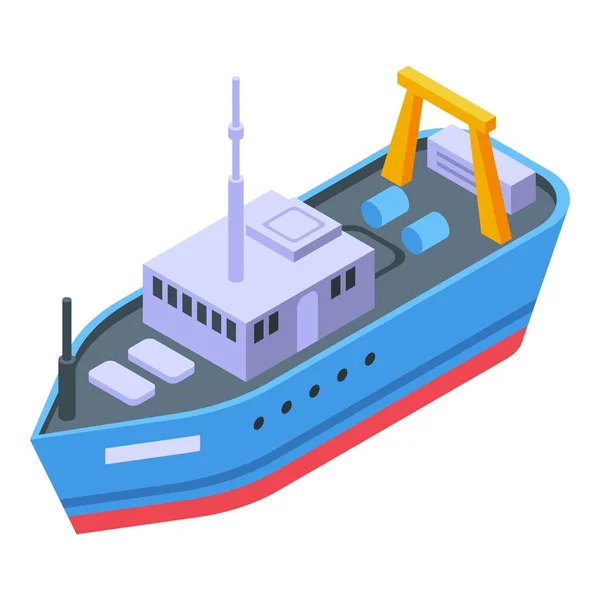 Deniz balıkçı teknesi simgesi, izometrik stil — Stok Vektör
