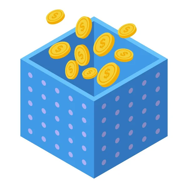 Money gift box icon, isometric style — Stock Vector