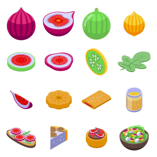 Figs Icons Set, isometrischer Stil — Stockvektor