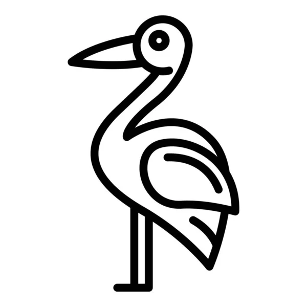 Icono de cigüeña de plumas, estilo de contorno — Archivo Imágenes Vectoriales