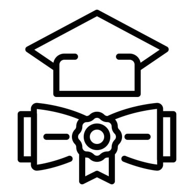 Mezuniyet diploması ve şapka simgesi, özet tarzı