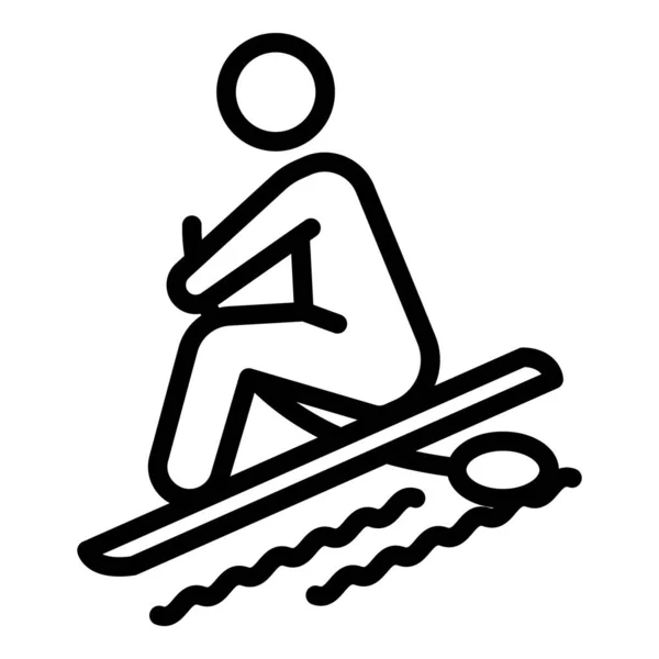Mann sup Surf-Ikone, Outline-Stil — Stockvektor