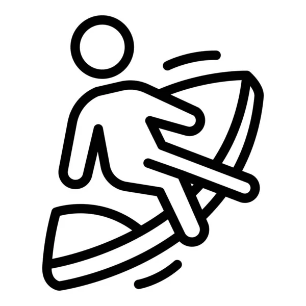 Иконка серфинга Gear sup, стиль контура — стоковый вектор