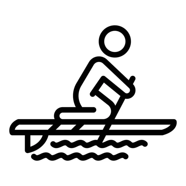 Ocean sup surfen pictogram, omtrek stijl — Stockvector