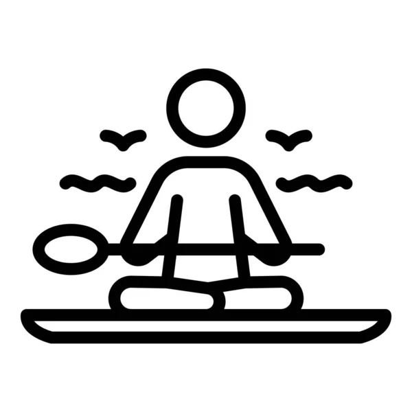 Long sup surfen pictogram, omtrek stijl — Stockvector