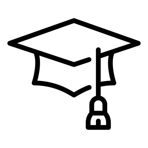 School graduation hat icon, outline style — Stock Vector