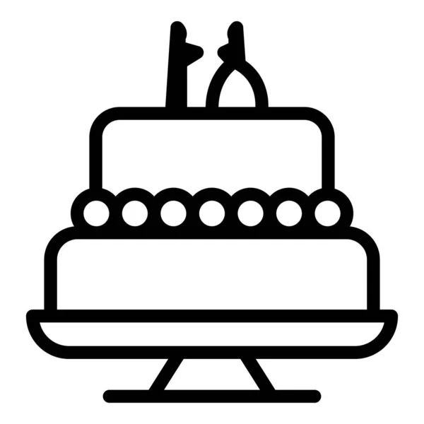 Піктограма весільного торта, контурний стиль — стоковий вектор