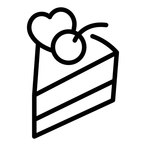 Icono de pastel de cereza, estilo de esquema — Vector de stock