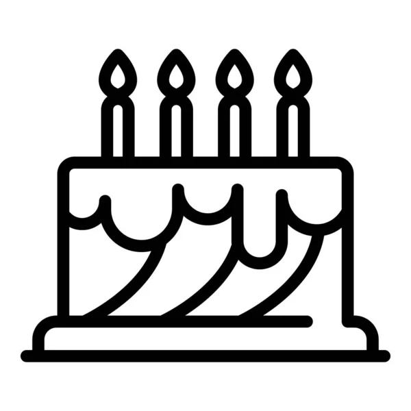 Піктограма торта на день народження, стиль контуру — стоковий вектор