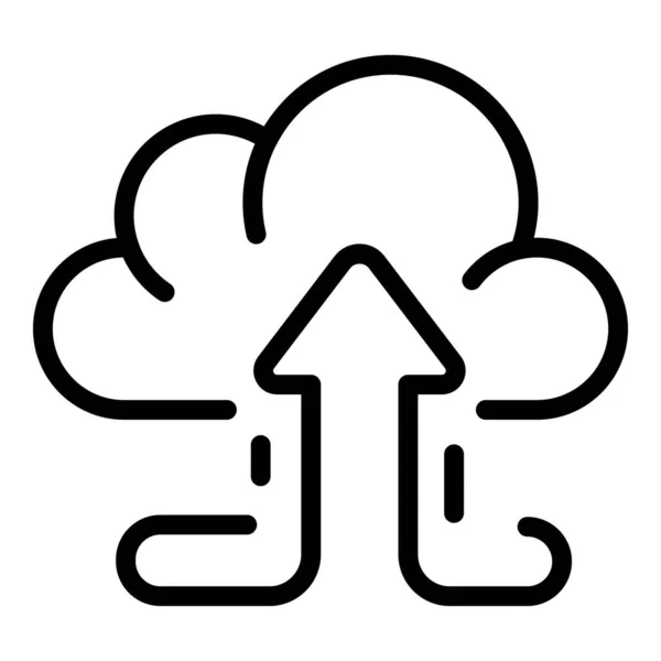 Hochladen von Daten-Cloud-Symbol, Umriss-Stil — Stockvektor