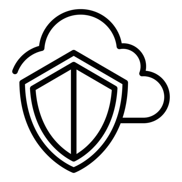 Icono de escudo de nube de datos, estilo de esquema — Vector de stock