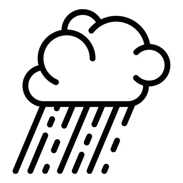 Storm regen wolk pictogram, omtrek stijl — Stockvector