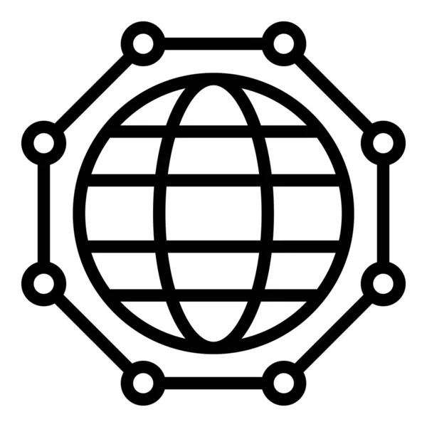 Icono de red social global, estilo de esquema — Vector de stock