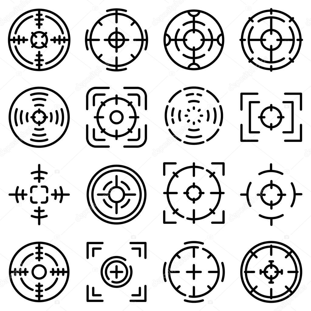Focus icons set, outline style