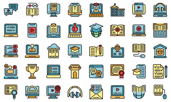 Distance education icons set vector flat — Stock Vector