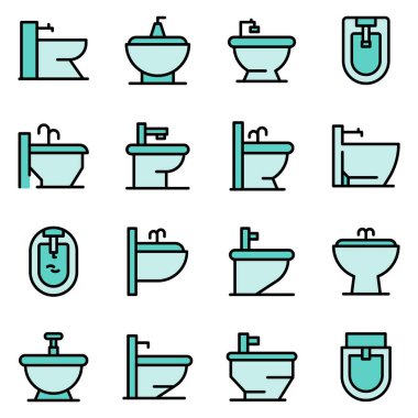 Bidet simgeleri vektörü düzleştirin