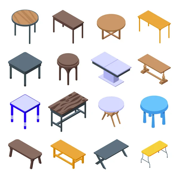 Conjunto de iconos de mesa, estilo isométrico — Archivo Imágenes Vectoriales