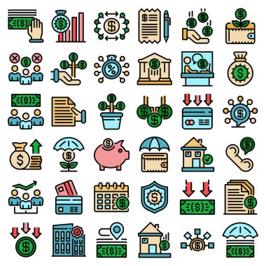 Sübvansiyon simgeleri vektörü düzleştirin