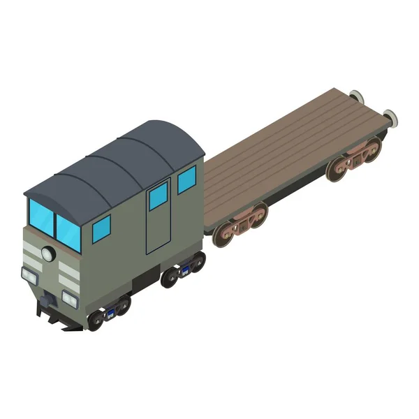 Flatcar wagon icon, isometric style — Stock Vector