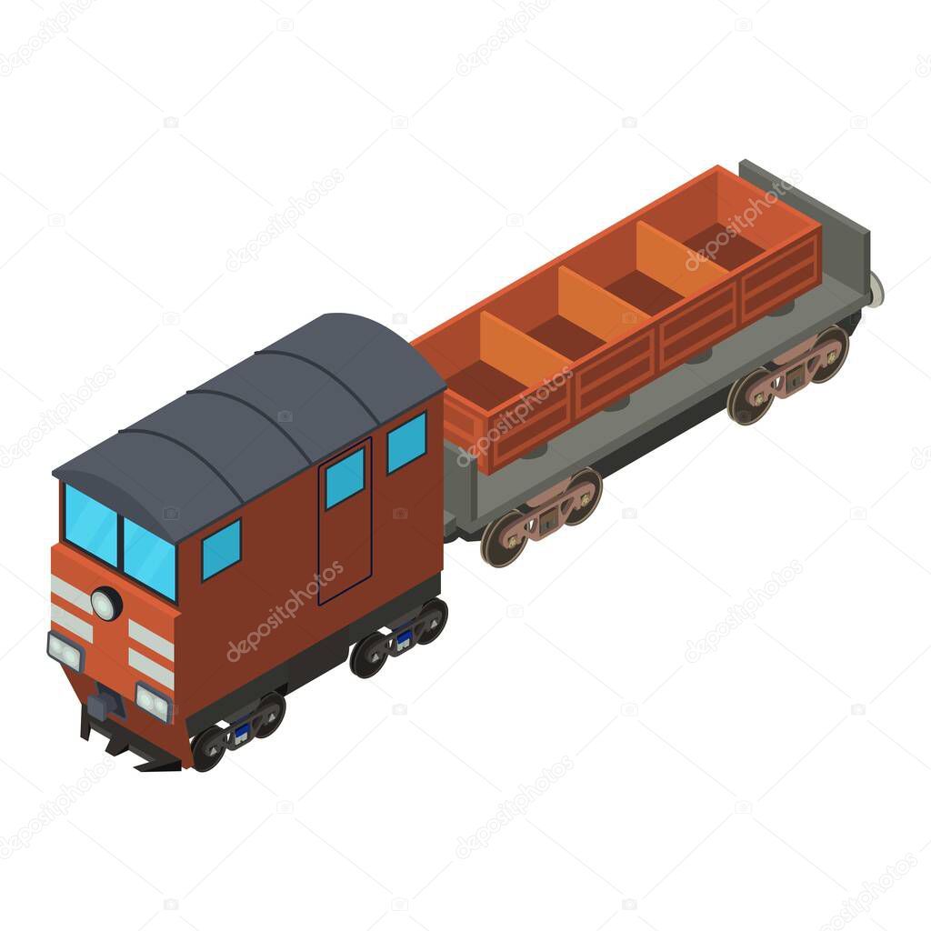 Freight train icon, isometric style