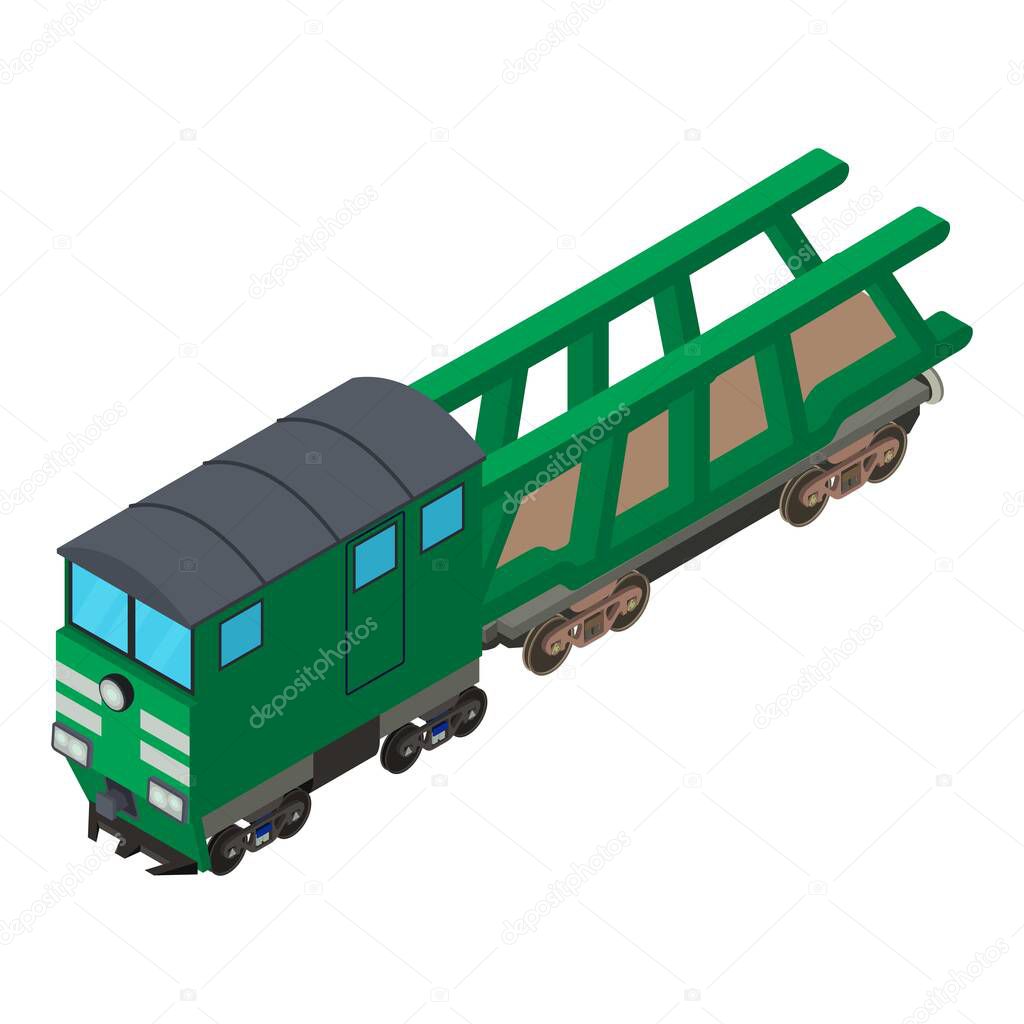 Railway wagon icon, isometric style