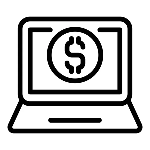 Ícone de monetização de laptop, estilo de esboço — Vetor de Stock