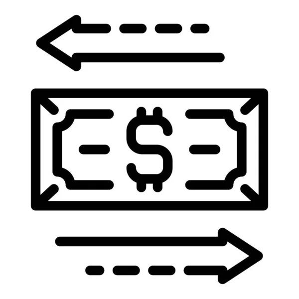 Icono de conversión de dólar, estilo de esquema — Vector de stock