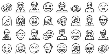 Gülümseyen insan simgeleri seti, özet biçimi