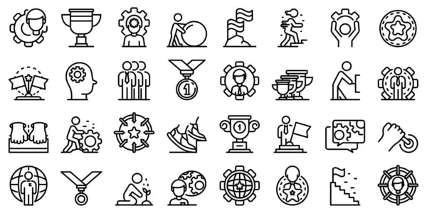Esfuerzo iconos conjunto, estilo de contorno — Archivo Imágenes Vectoriales