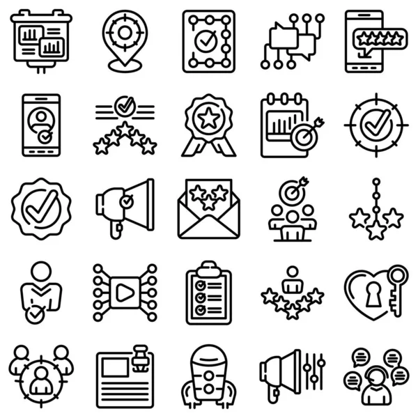 Conjunto de iconos de credibilidad, estilo de esquema — Vector de stock
