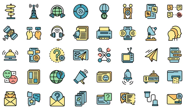Communication icons set vector flat — Stock Vector
