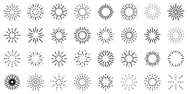 Conjunto de ícones de fogo de artifício, estilo esboço — Vetor de Stock