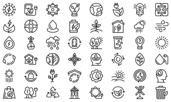 Conjunto de iconos de recursos naturales, estilo de esquema — Vector de stock